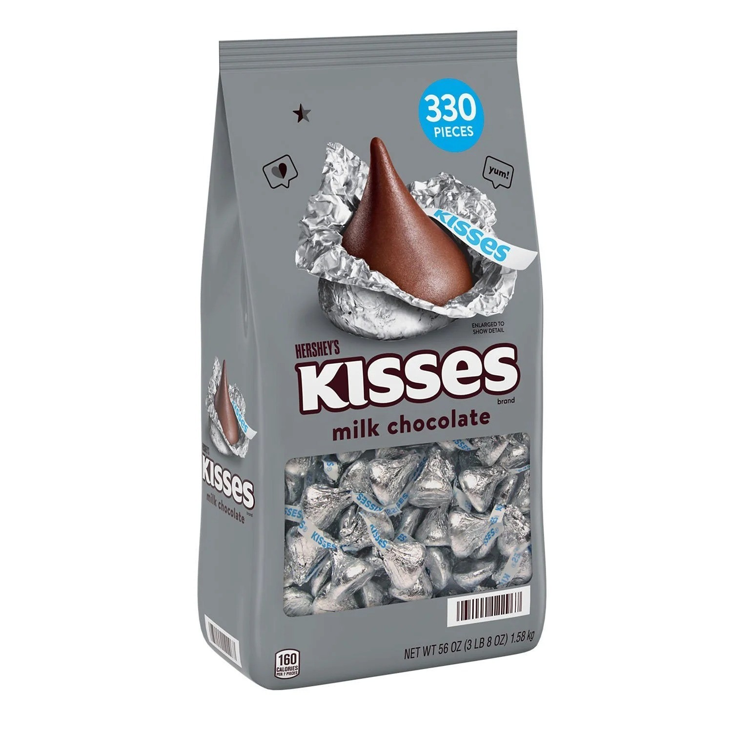 Hershey’s Kisses Milk Chocolate 56 oz. Candy Bulk Bag Candies (330 Pieces)