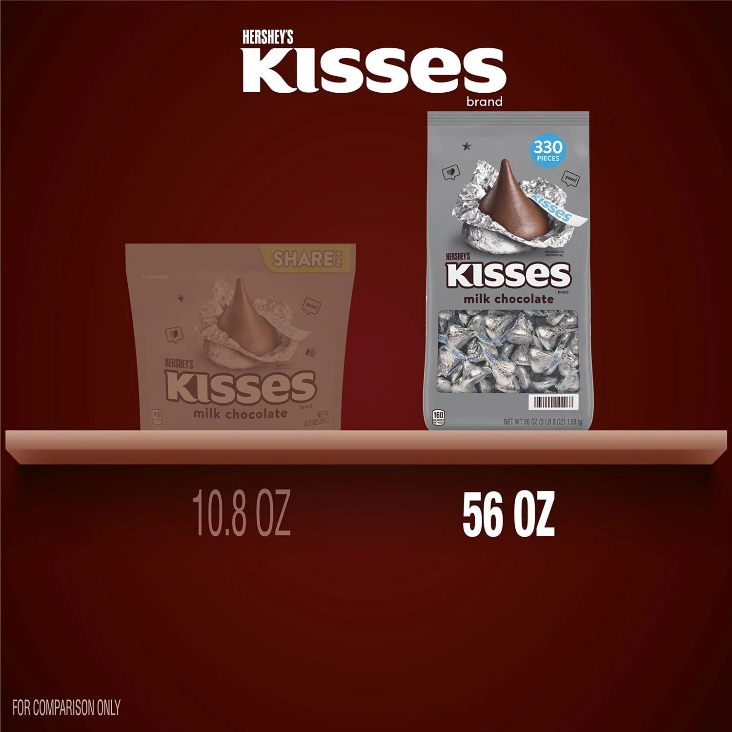Hershey’s Kisses Milk Chocolate 56 oz. Candy Bulk Bag Candies (330 Pieces)