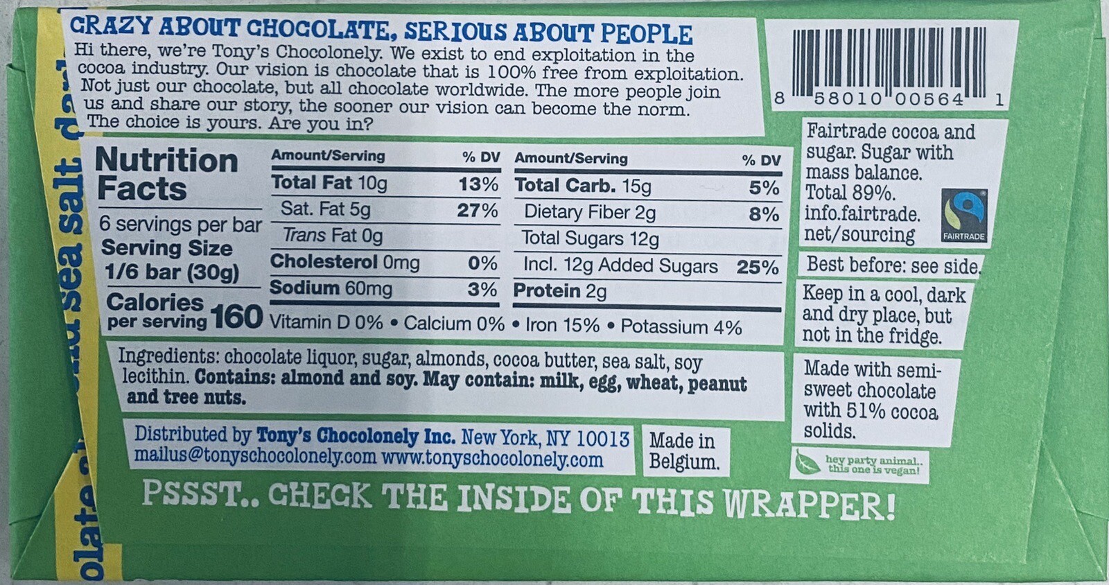 2x Tony’s Chocolonely Dark Chocolate Almond Sea Salt 6.35 oz Candy Bar – 2 PACK
