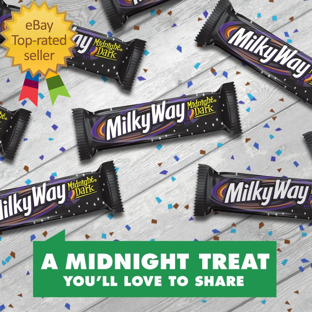 Dark Chocolate Candy Bars Midnight Dark Full Size 1.76 Oz Pack of 24 Choco