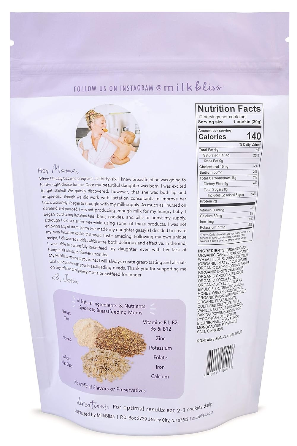 Dark Chocolate Chip Oatmeal Lactation Cookies with Brewers Yeast for Breastfe…