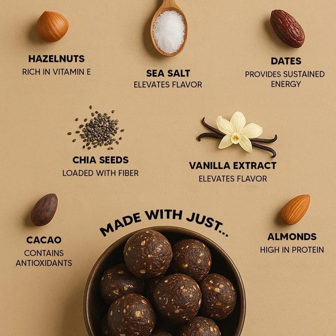 EAT BETTER CO Hazelnut & Chocolate Dates & Dry-Fruits Laddoos Pack of 20