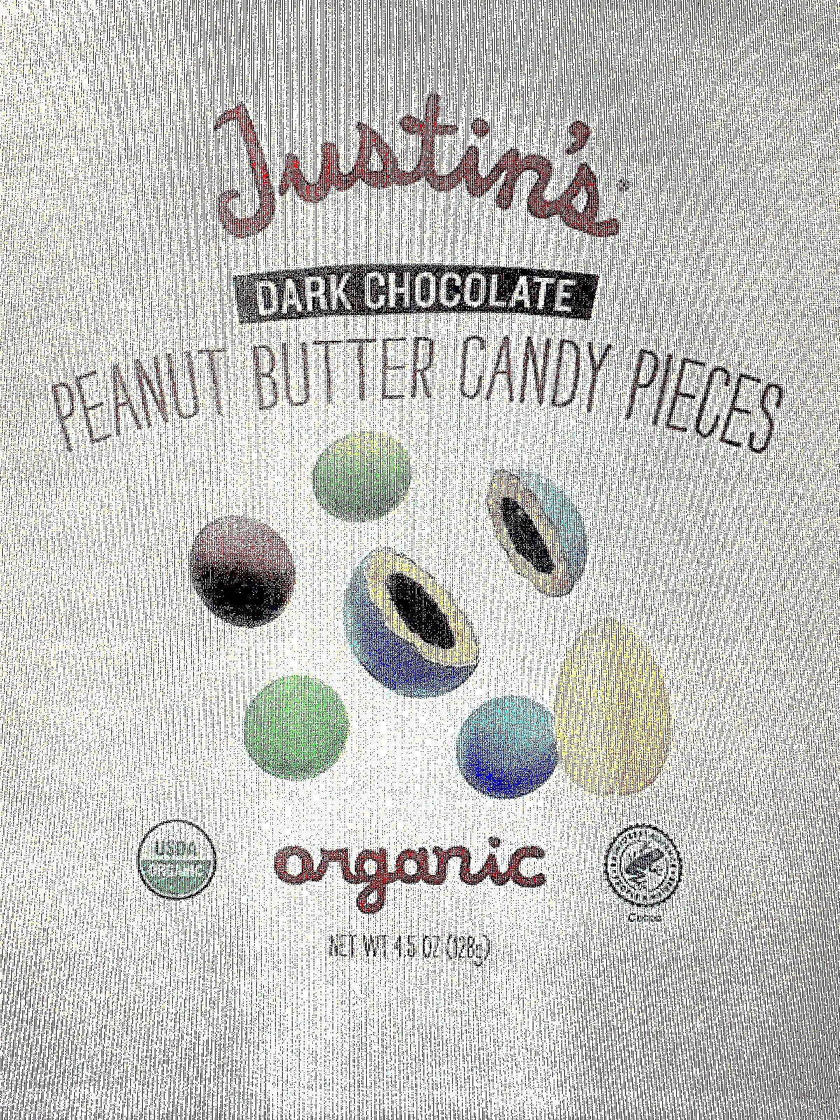 Justin’s Organic Dark Chocolate Peanut Butter Candy Pieces, 4.5 Oz., 2 Pack