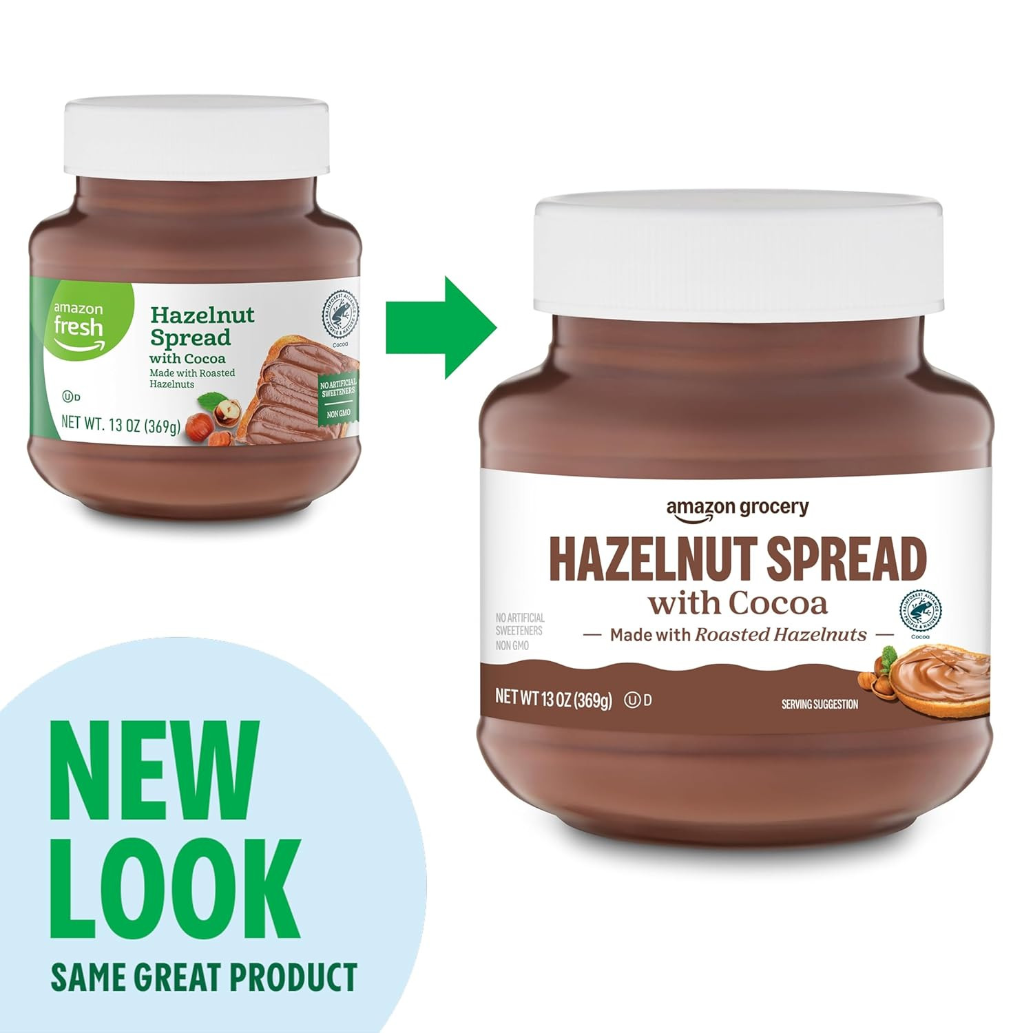 Amazon Grocery, Hazelnut Spread with Cocoa, 13 Oz