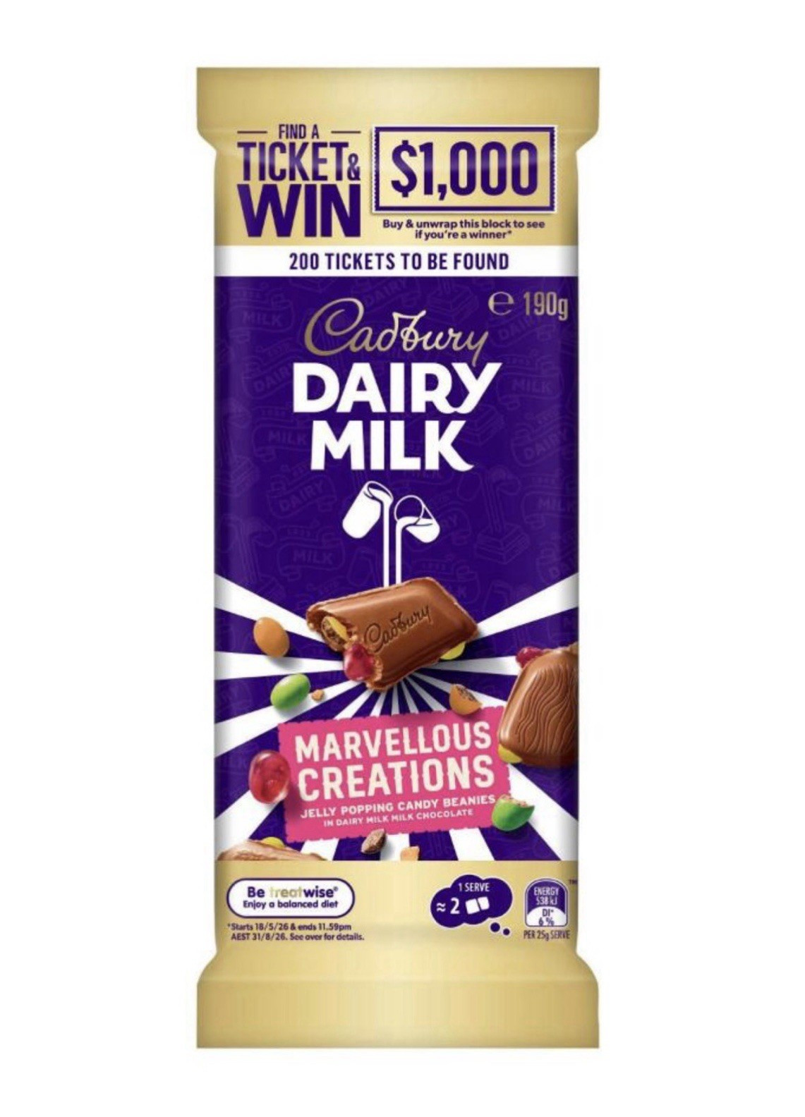 Cadbury Dairy Milk Marvellous Creations, Popping Candy, 190g [Ice-Pack Incuded]