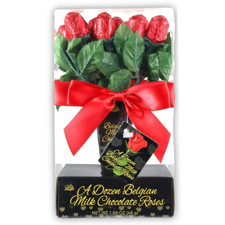 Valentine a Dozen Belgian Milk Chocolate Roses Gift Box Sealed New