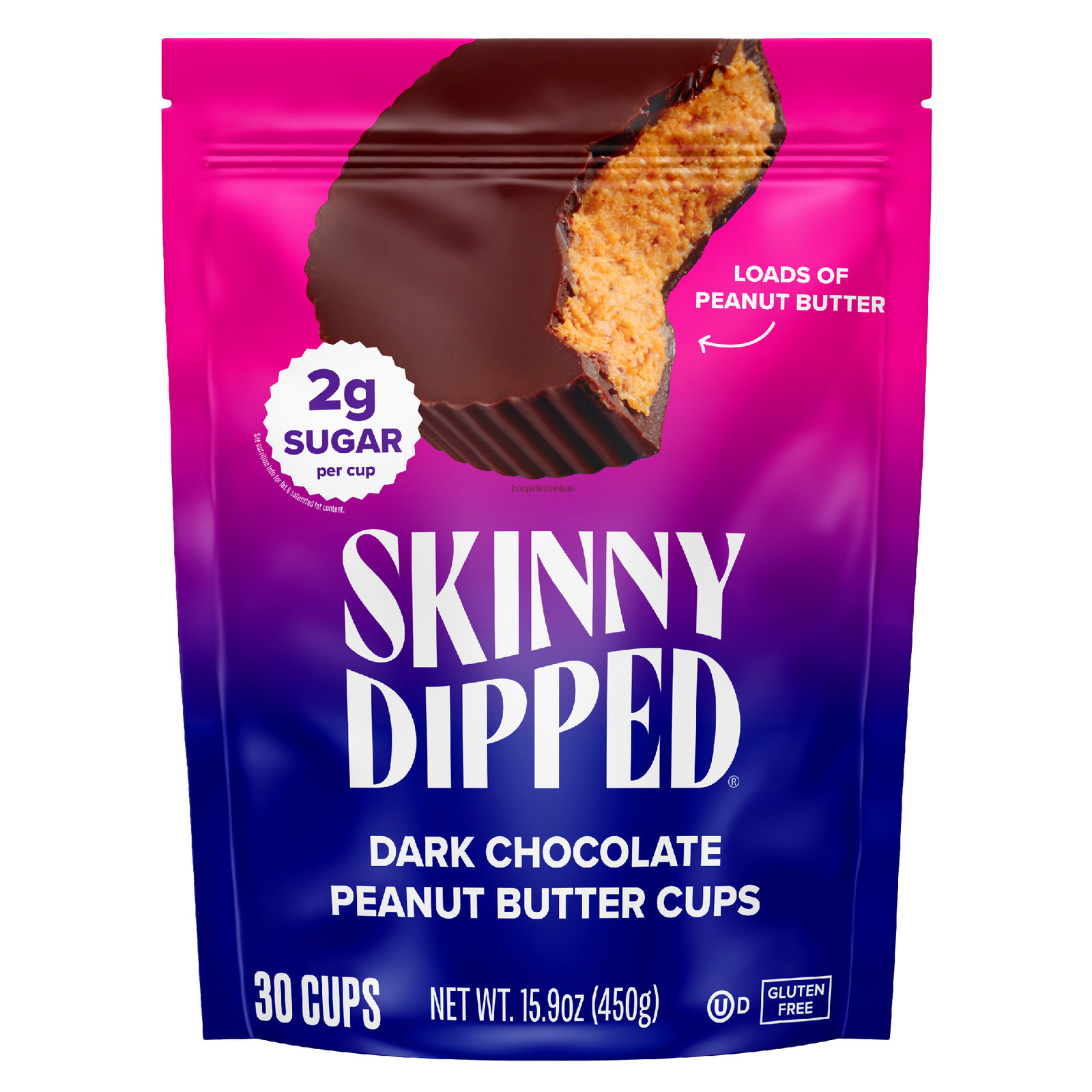 Skinny Dipped Cups, Dark Chocolate Peanut Butter, 30-Count No Sugar Alcohols