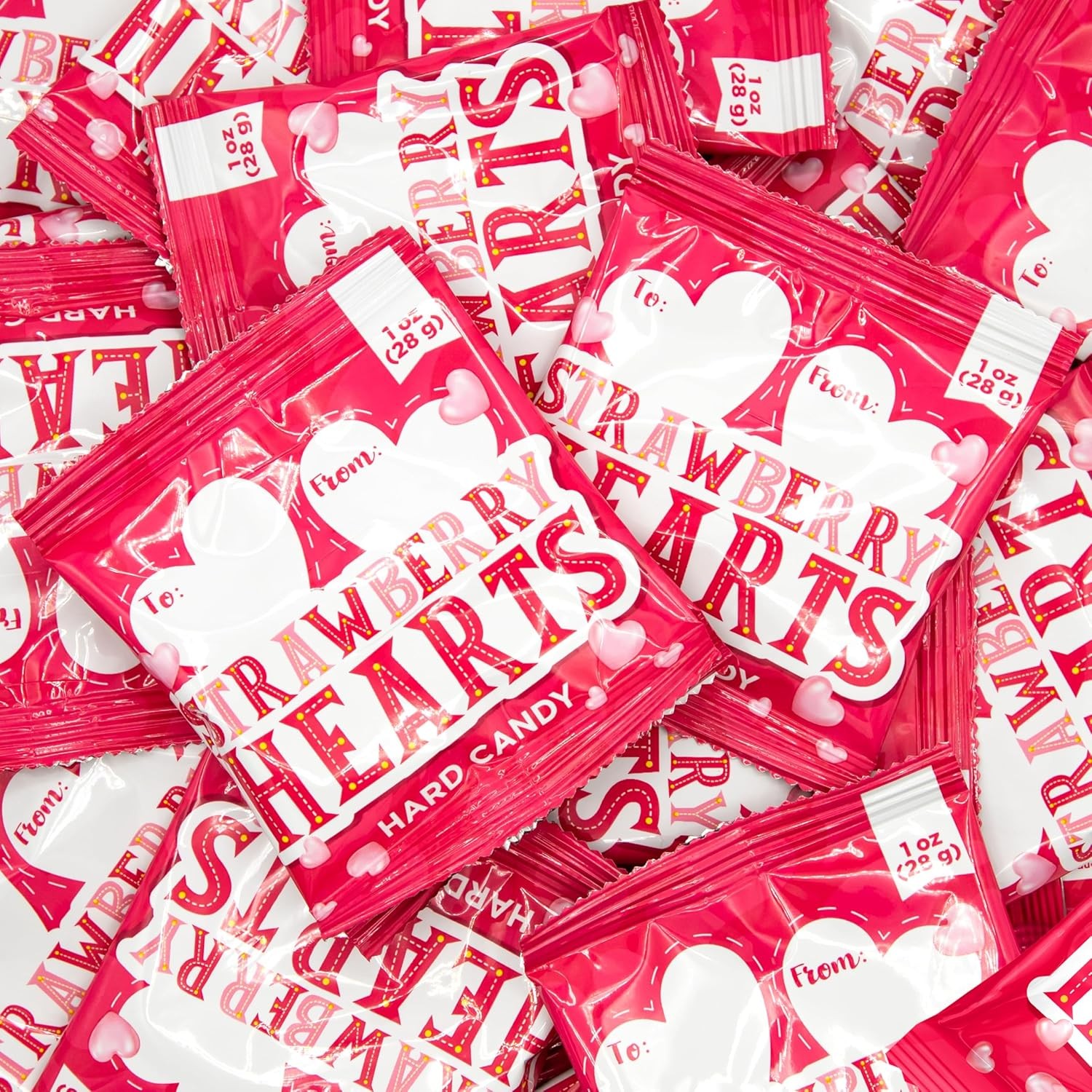 Strawberry Hearts Hard Candy – 1 Ounce Pouch (24 Count)