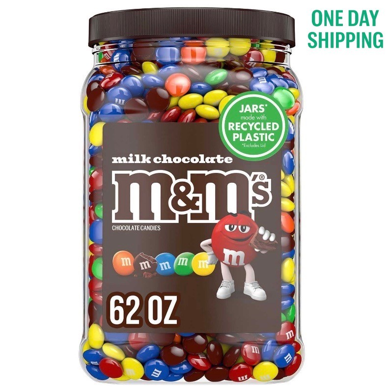 M&M’s Milk Chocolate Candy 62oz Bulk Jar Pantry Snack Party Sharing Size