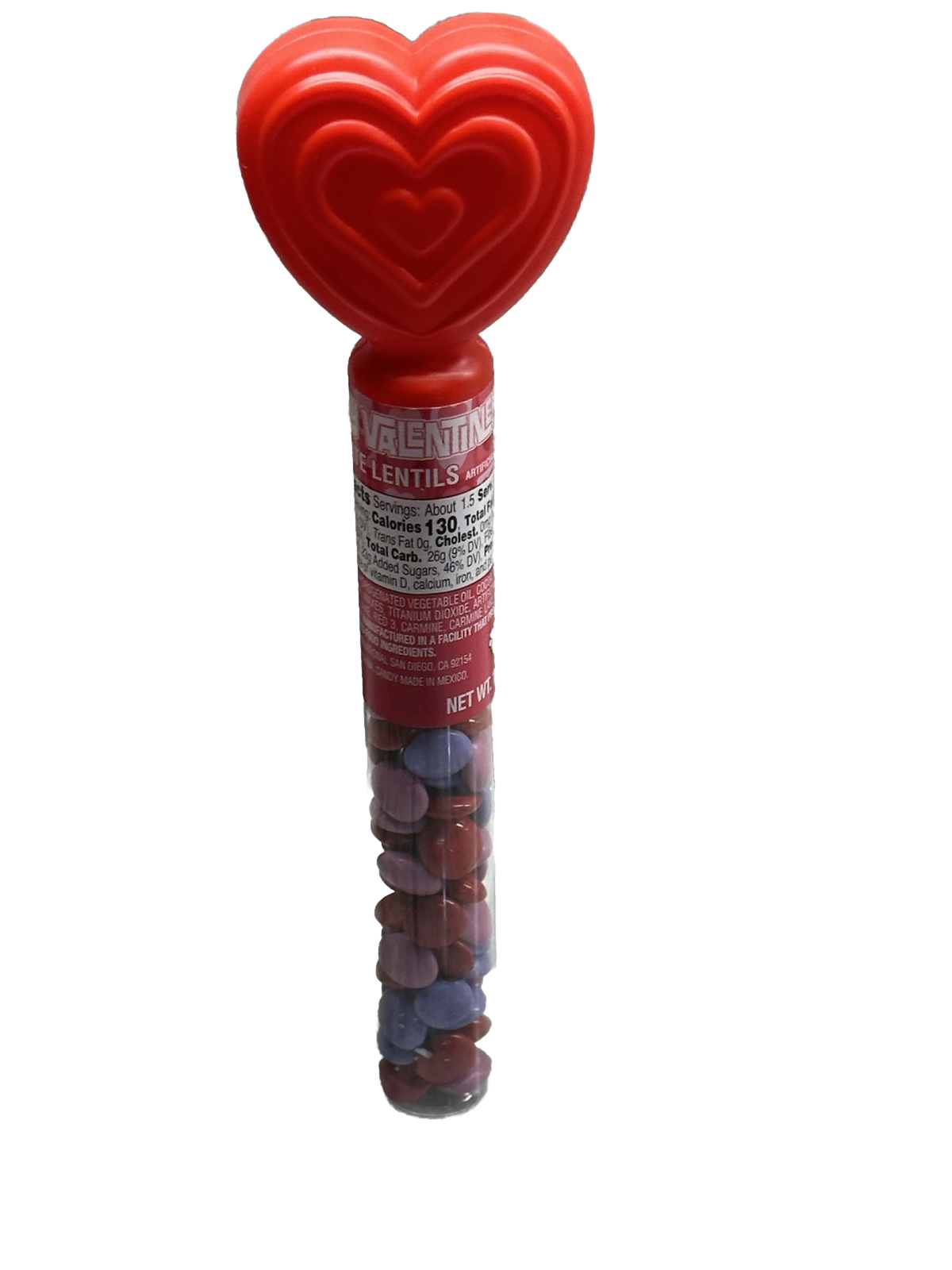 Valentines Day Heart Candy Tube-Chocolate Lentils Flavored Candy.1.7oz See Below