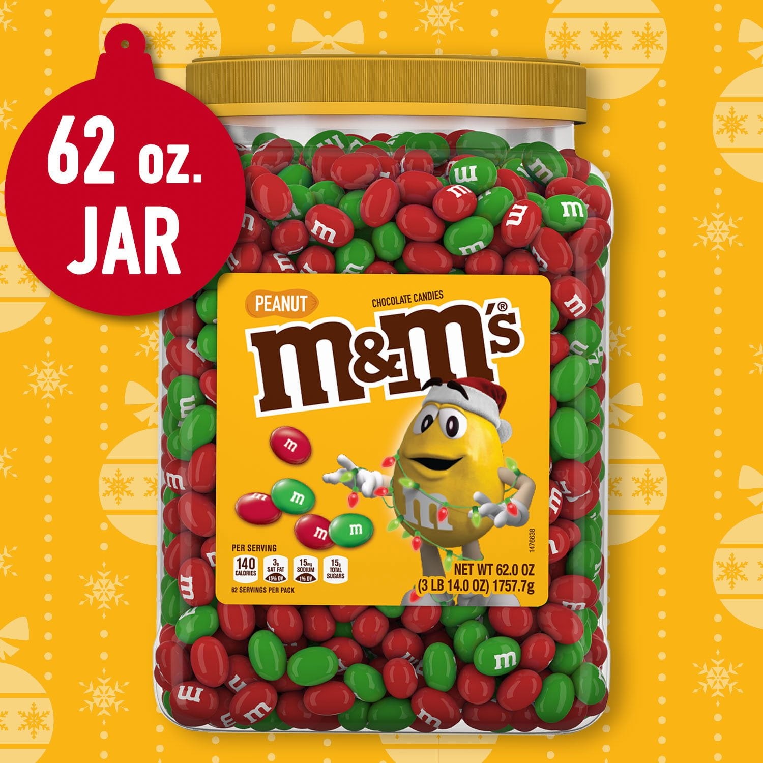 M&M’S Christmas Peanut Milk Chocolate Candy Bulk Jar 62 oz. Choose Your Flavor.