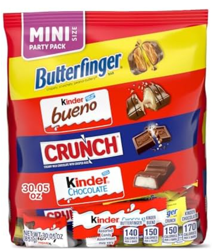 Butterfinger, Kinder Bueno, CRUNCH, and Kinder Chocolate, Assorted Candy Variety