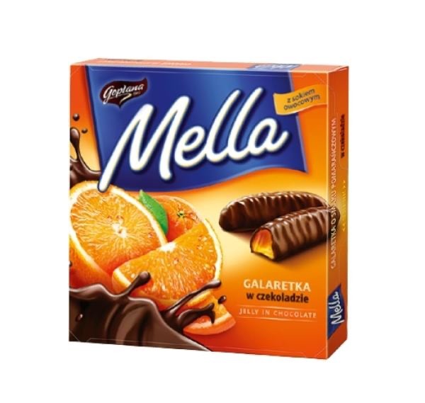 Goplana MELLA jelly in chocolate: ORANGE flavor 1 box/190g FREE SHIPPING