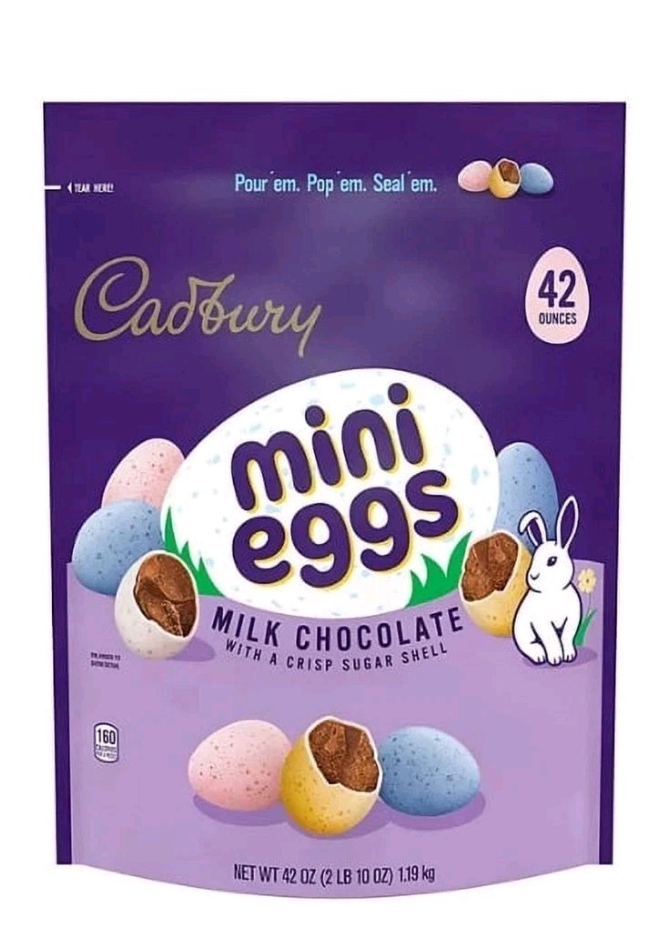 CADBURY Mini Eggs 42 oz (1191g) 2 lb Expr-6/27 Milk Chocolate Crisp Sugar Shell