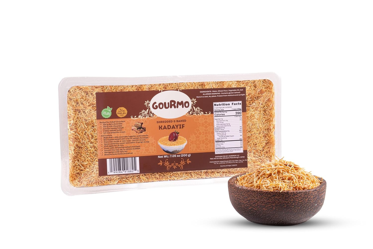 Baked Kadayif Shredded 200G (7.1 Oz), Roasted Kataifi Shredded Fillo Dough for D