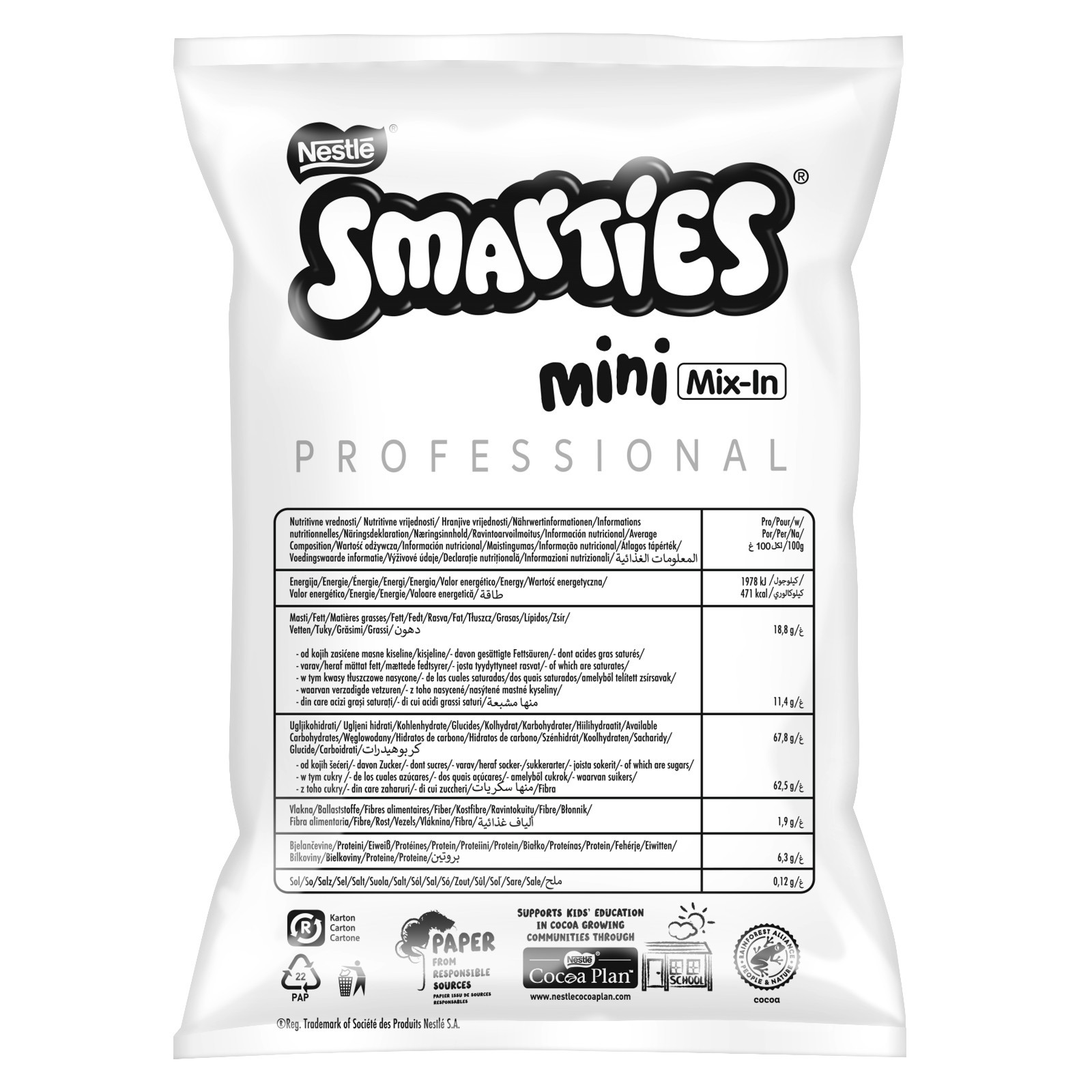 NESTLE SMARTIES MINI MIX-IN Professional Chocolate Dragee Candies 500g 17.6oz