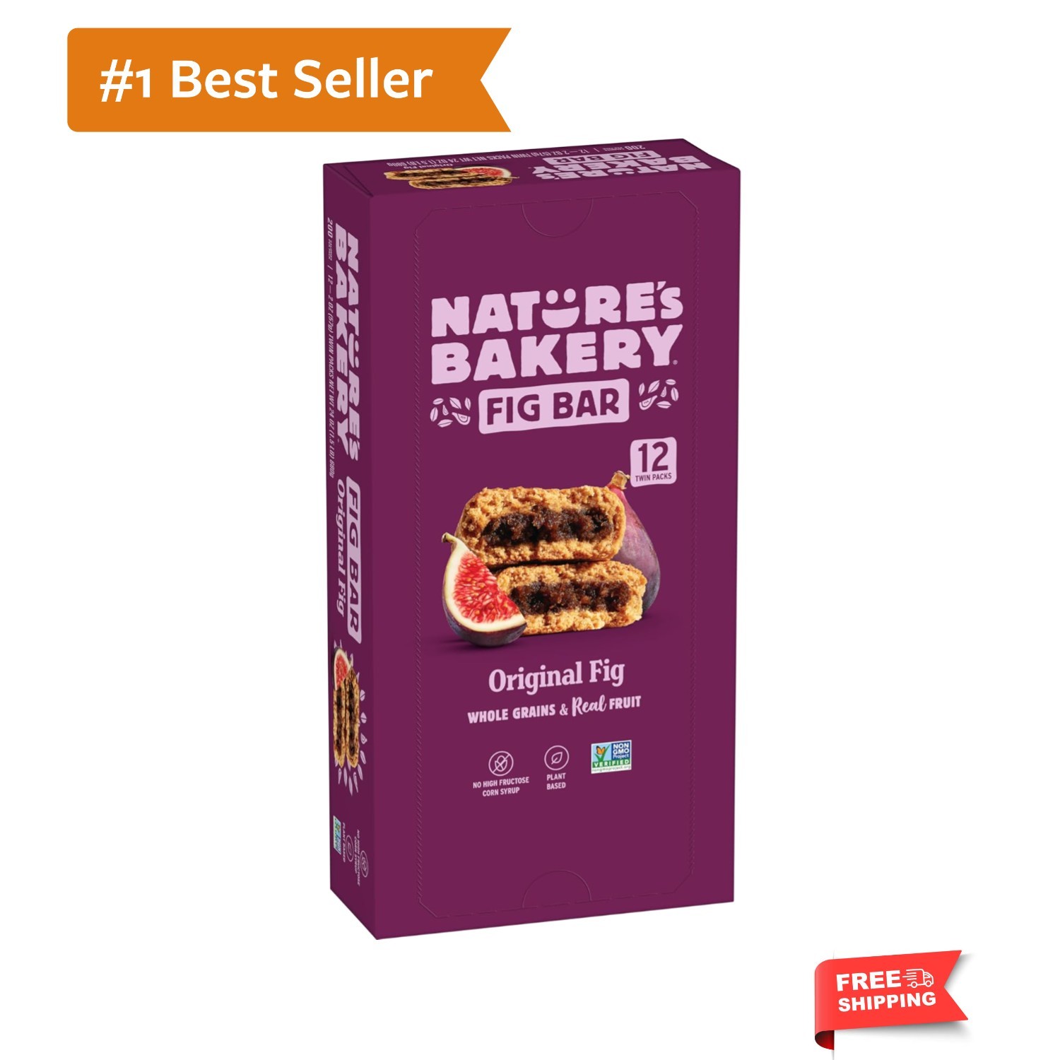 Nature’s Bakery Whole Wheat Fig Bars, Fig, Real Fruit, , Non-GMO, Snack bar,…