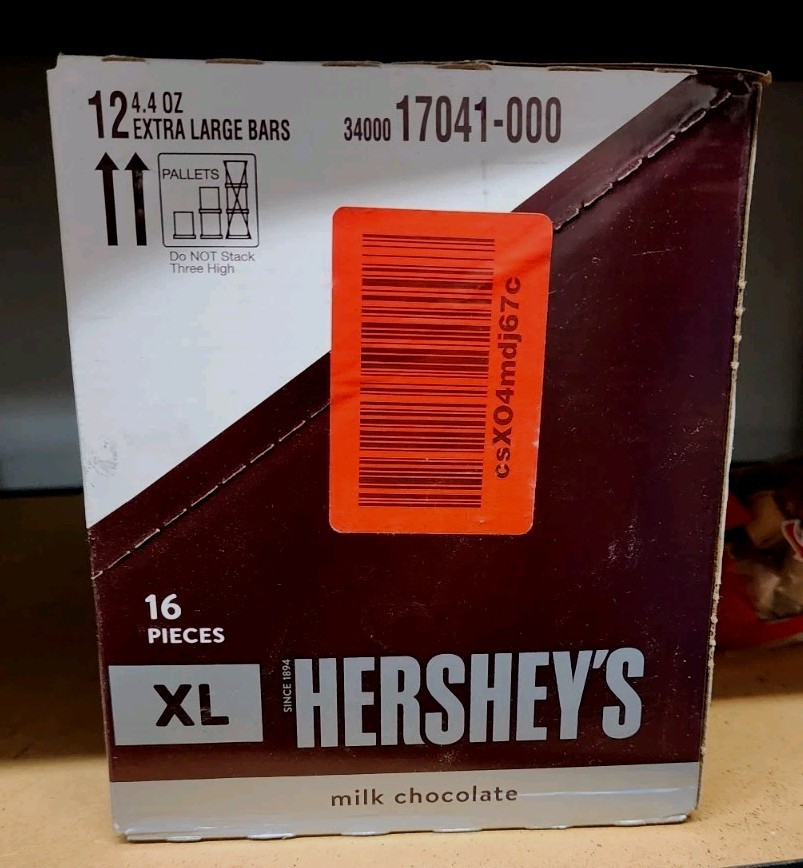 HERSHEY’S Milk Chocolate XL Candy Bars, 4.4 Oz 12 Count 16 Pieces
