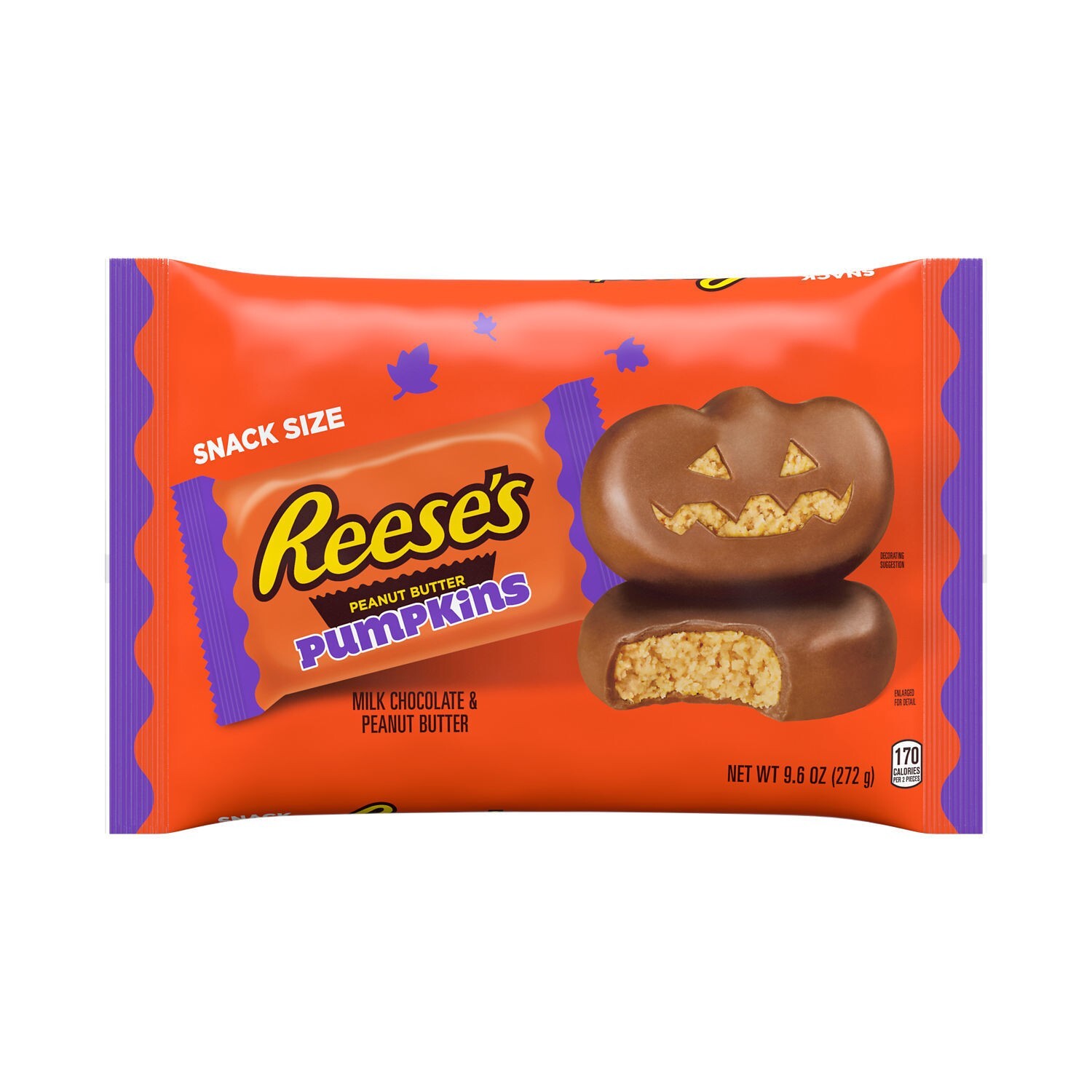 Reese’s Milk Chocolate Snack Size Peanut Butter Pumpkins Halloween Candy Bag 9.6