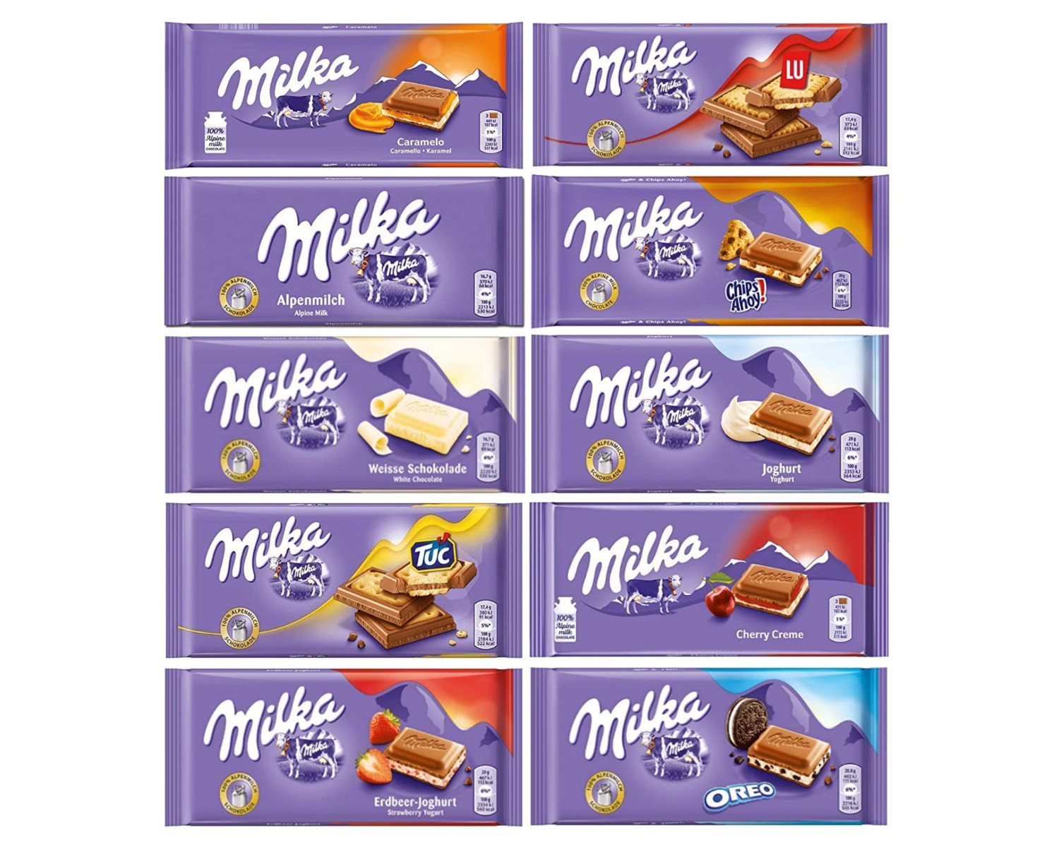 Milka Chocolate Assortment Variety Chocolate 5 Bars – Randomly Selected
