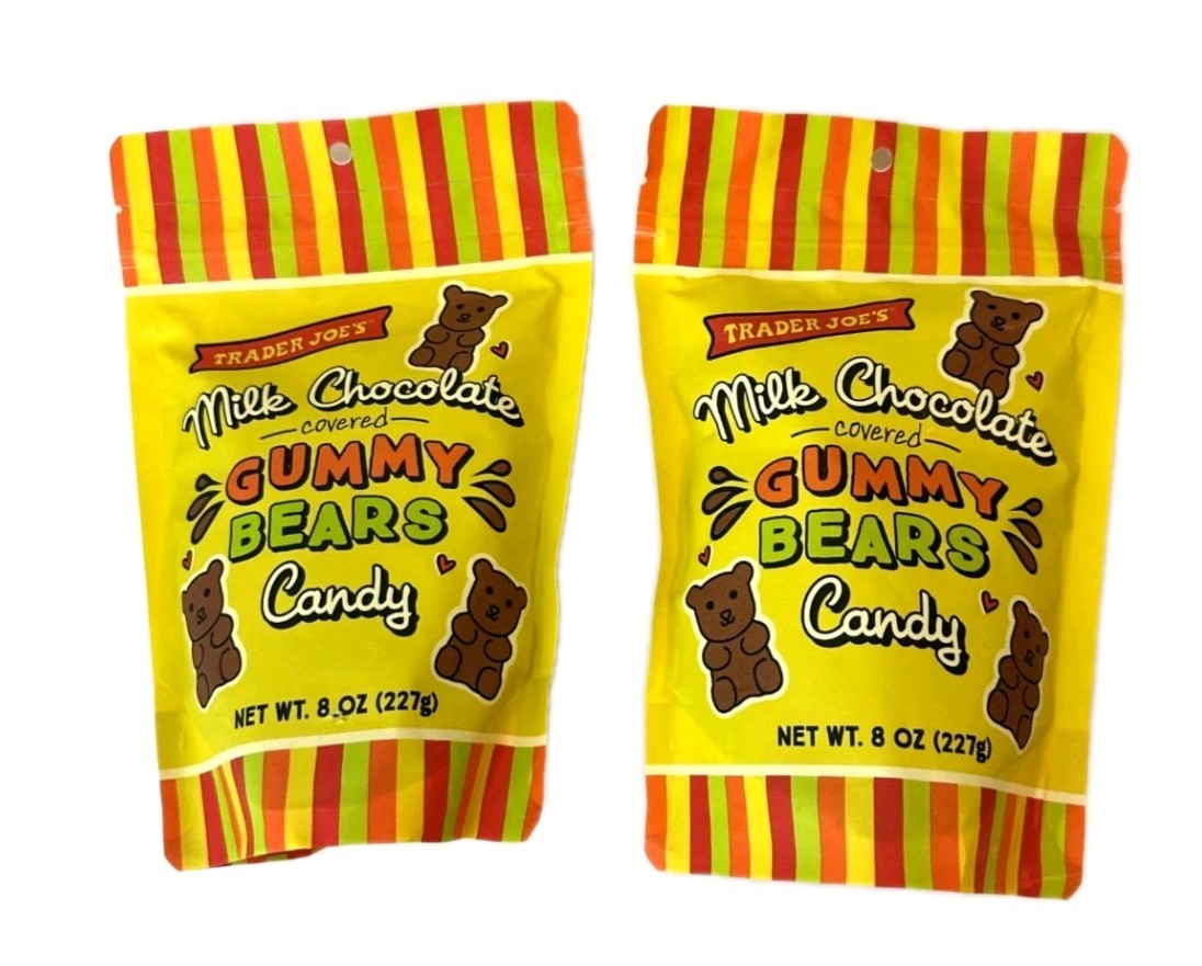 2 Packs Trader Joe’s Milk Chocolate Covered Gummy Bears 8 Oz Each