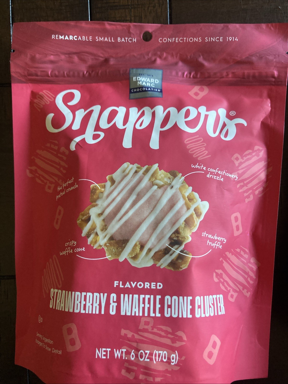 2 Bags 6 Oz Each Limited Seasonal Edward Marc Snappers Strawberry & Waffle Cone