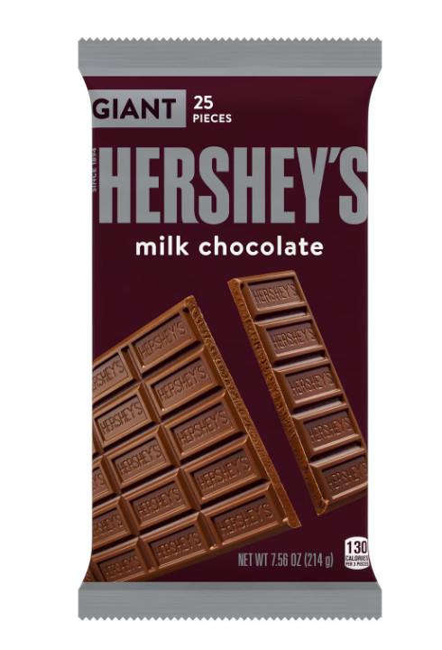 2pack Hershey’s Milk Chocolate Giant Candy, Bar 7.56oz, 25Pieces