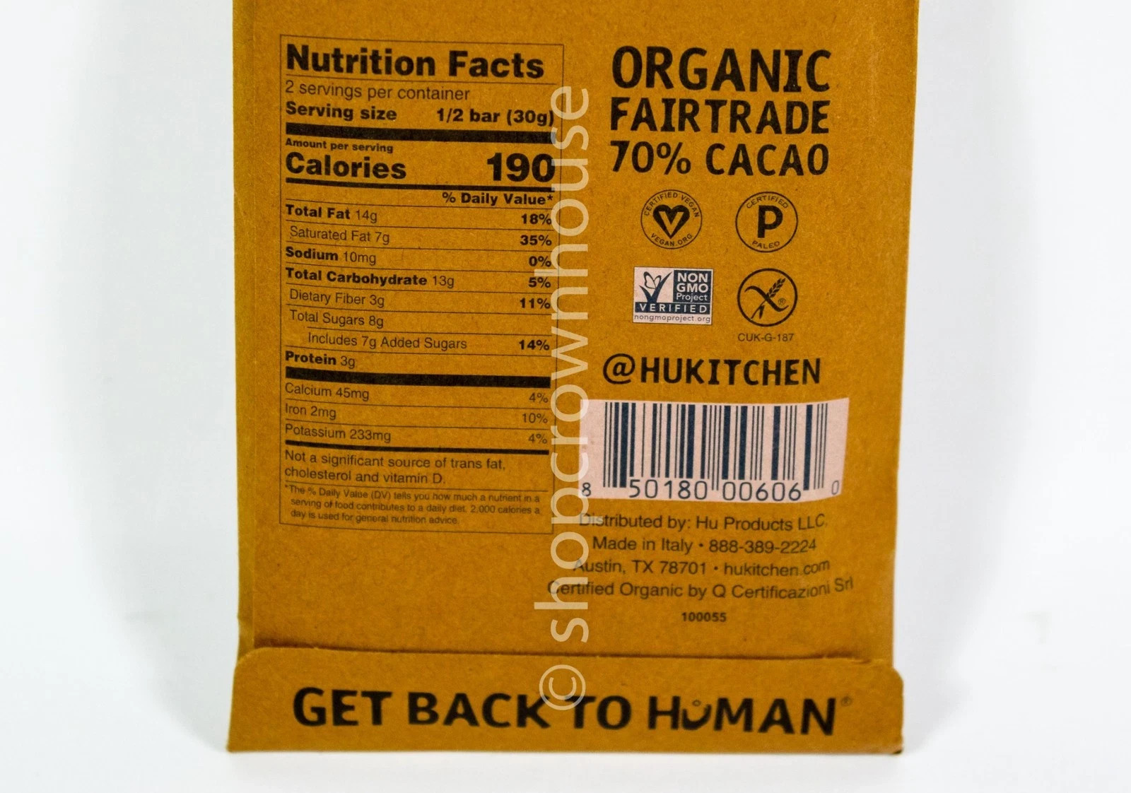 3 Hu Hazelnut Butter Dark Chocolate Organic 70% CACAO 2.1oz bar 06/09/2026 Vegan