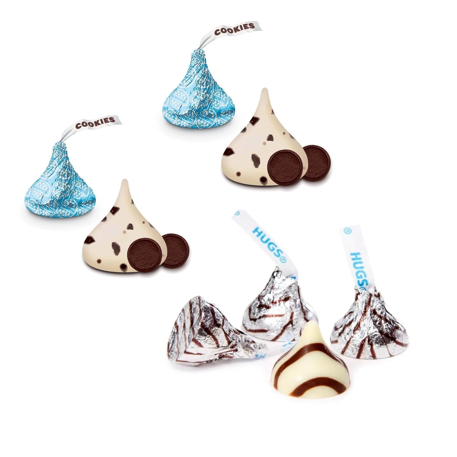 KISSES HUGS WHITE CREME & COOKIES & CREME MIX Chocolate Candies, BULK BAGS VALUE