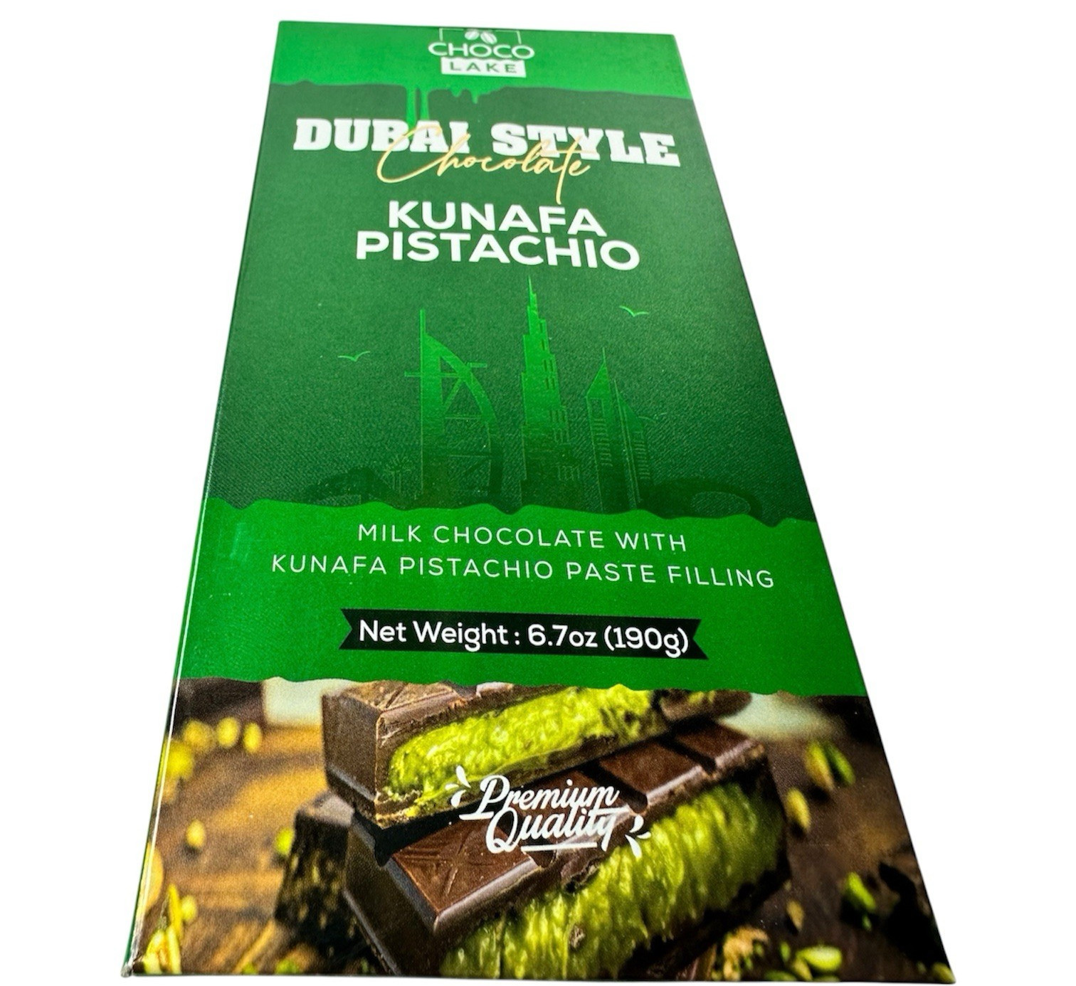 2 Dubai Style Premium Milk Chocolate 6.7oz Bars Kunafa Pistachio LUXURY Sweets