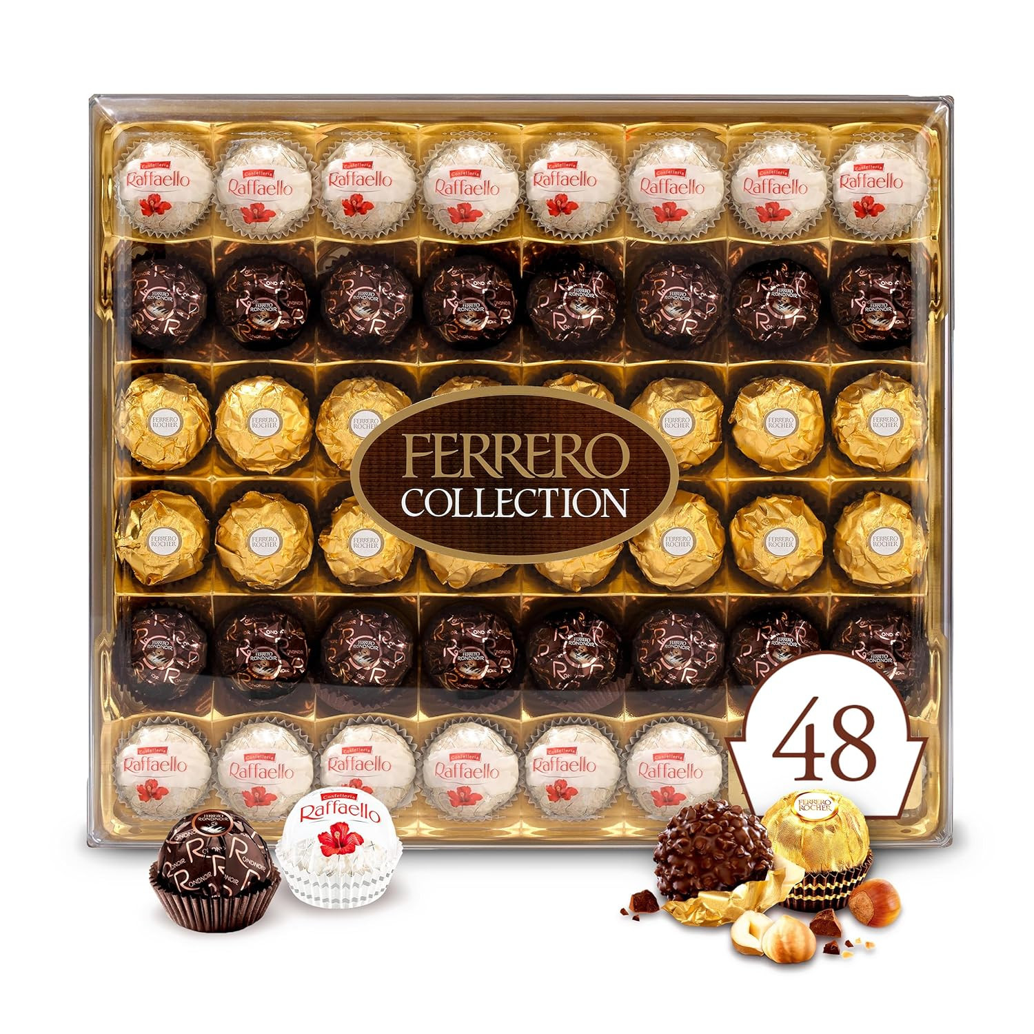 Collection, 48 Count, Premium Gourmet Assorted Hazelnut Milk Chocolate, Dark Cho