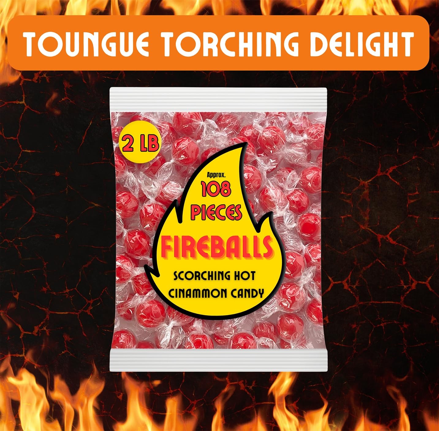Fireball Candy Bulk – 2 LB Red Hot Jawbreaker Candy – Cinnamon Hard Candy Ind…