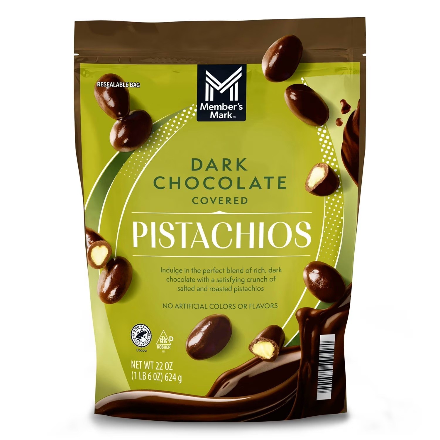 Member’s Mark Dark Chocolate Covered Roasted Pistachios, 22 oz Free Shipping