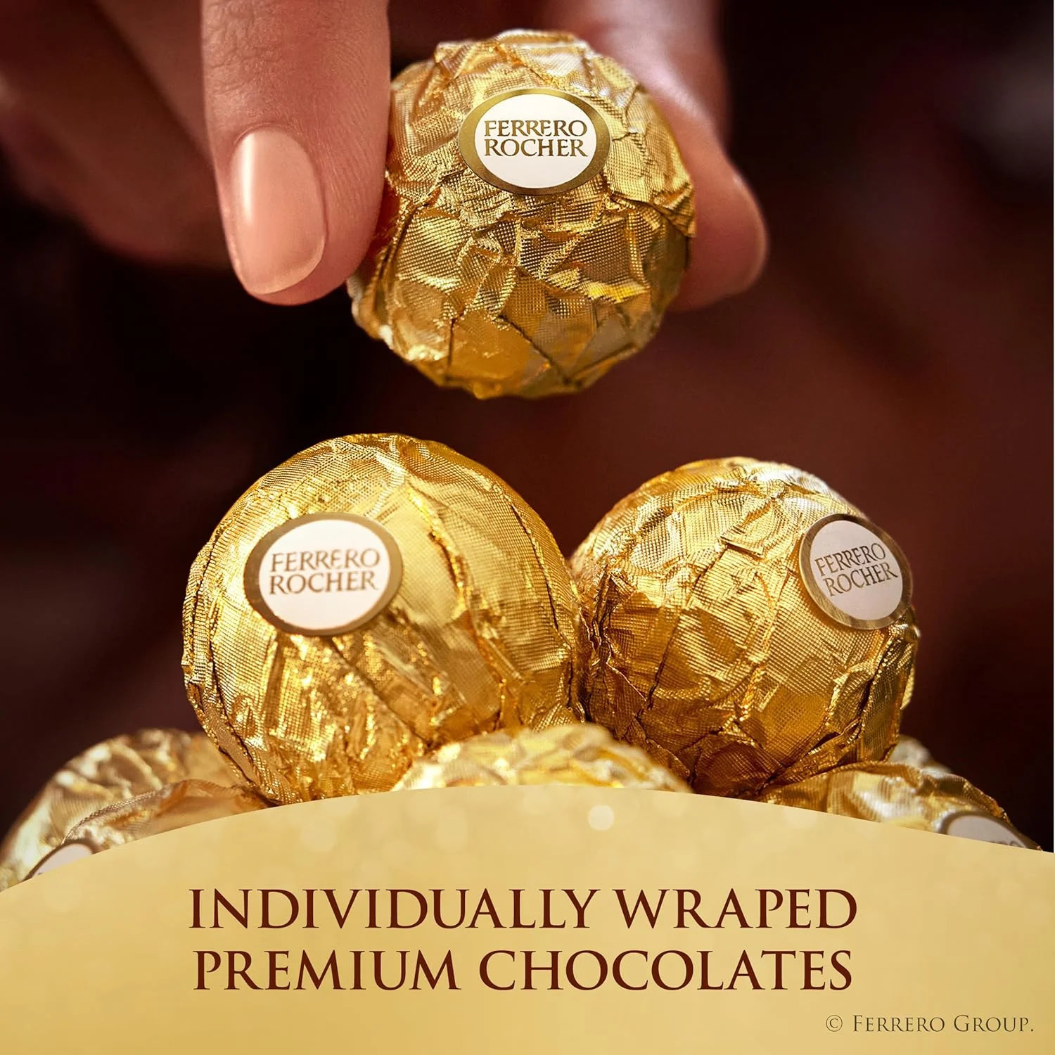Ferrero Rocher Gourmet Hazelnut Milk Chocolate Gift Box, 12 Individually Wrapped