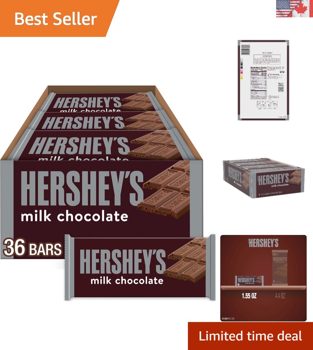 Hershey’s Milk Chocolate Bars, 36 Pack of 1.55 oz – Perfect for Every Occasion