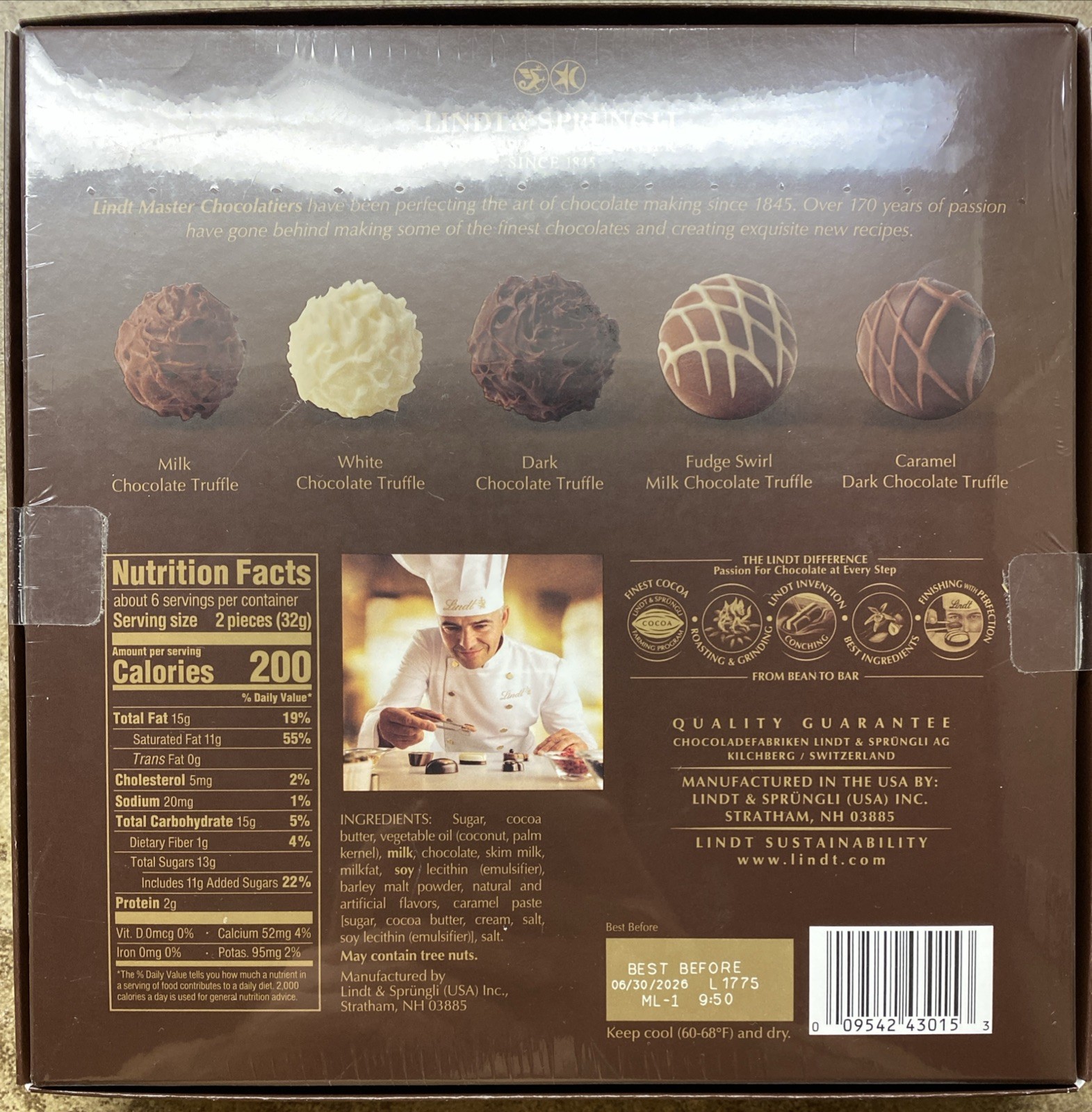 Lindt Gourmet Truffles Assorted Chocolate Candy, Gift Box, 6.8 oz