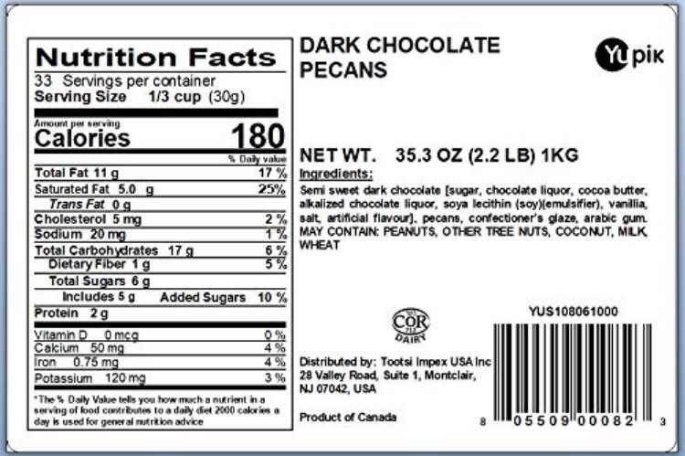 Dark Chocolate Pecans, 60% Cacao, 2.2 lb 35.2 oz, Kosher, Chocolate Nuts, Pec…