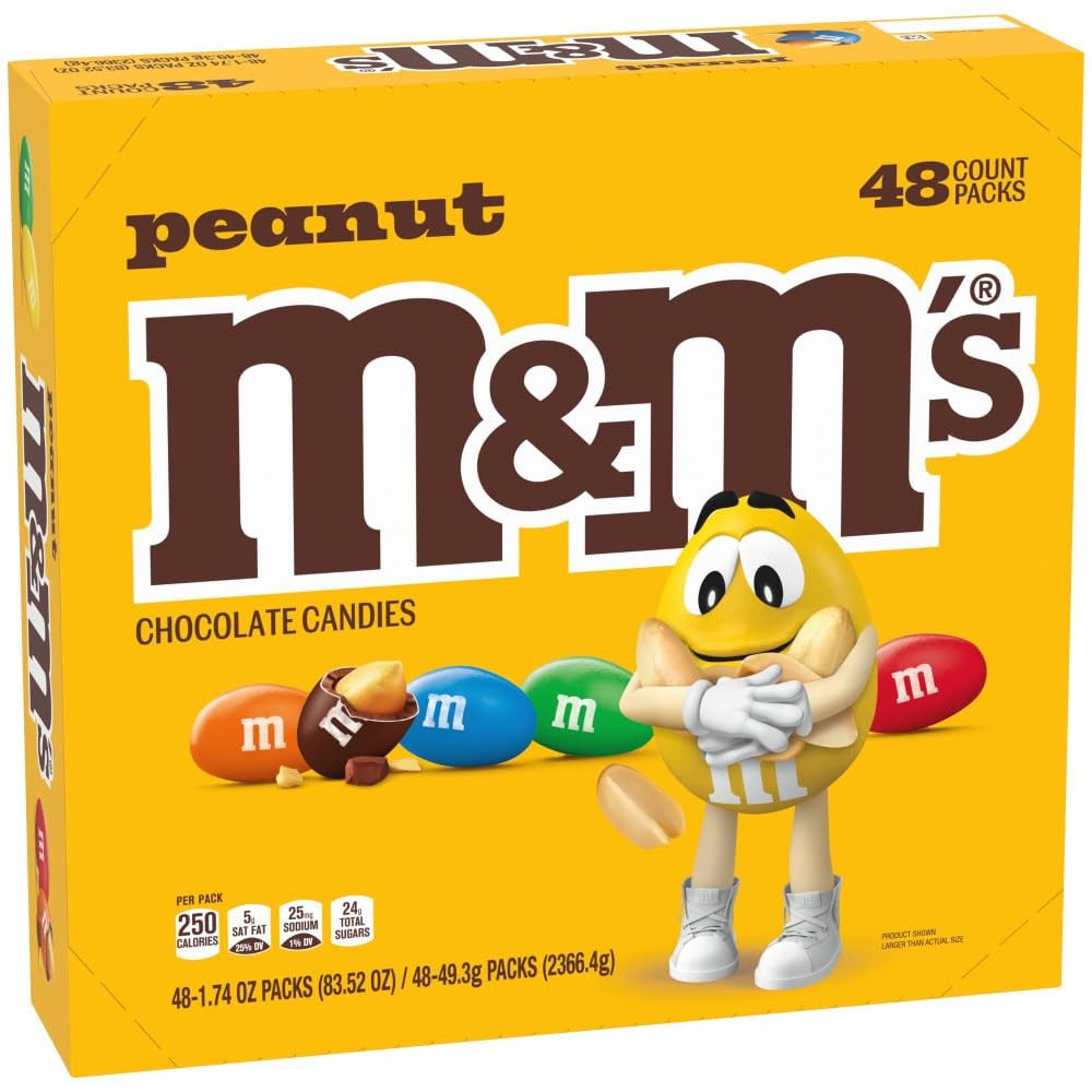 Chocolate Candy Peanut Full Size 1.74 oz Bag Pack of 48 Bulk