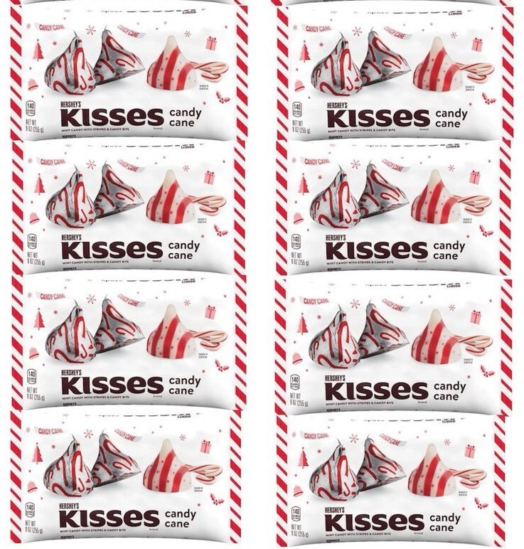 Hershey’s Kisses 8-PACK CANDY CANE w Stripes & Mint Candy Bits 72 oz BB/11/2026