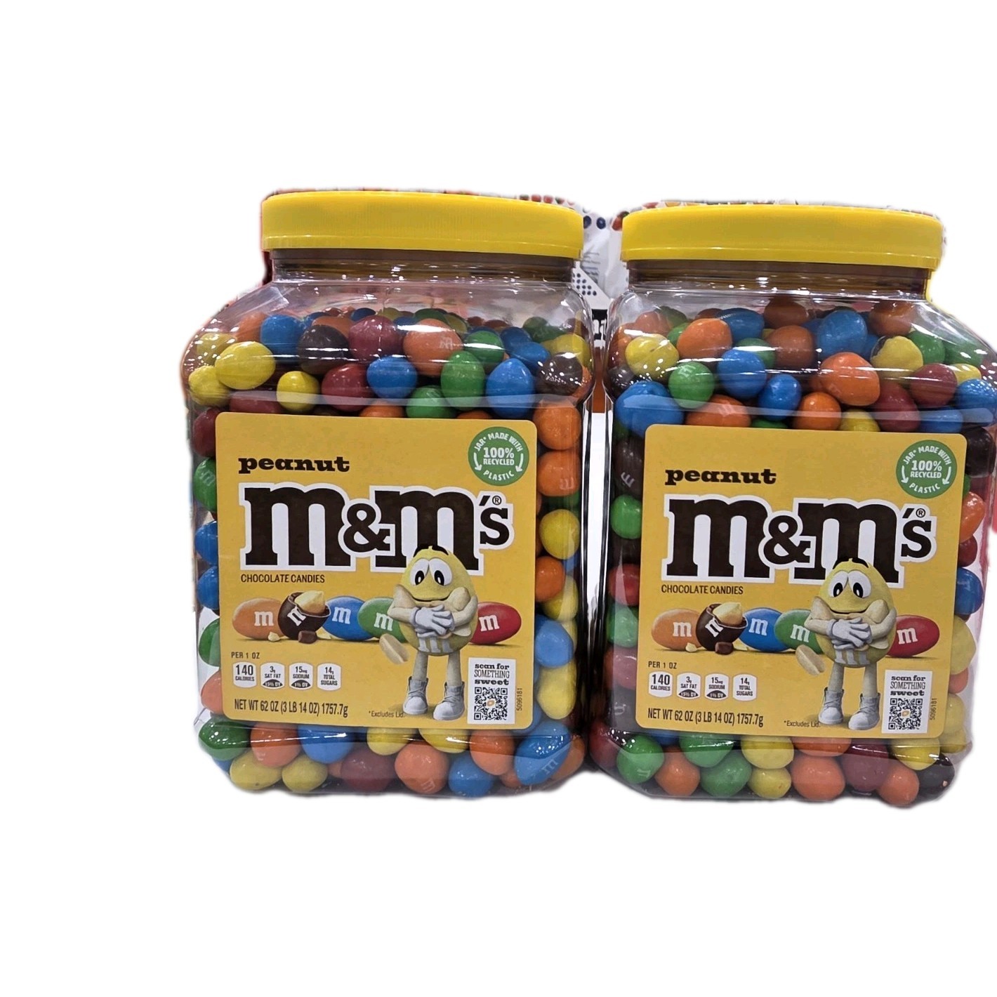 2 Pack Peanut M&Ms Chocolate Candy Pantry Size Jar 62oz Each Bulk Party Snack