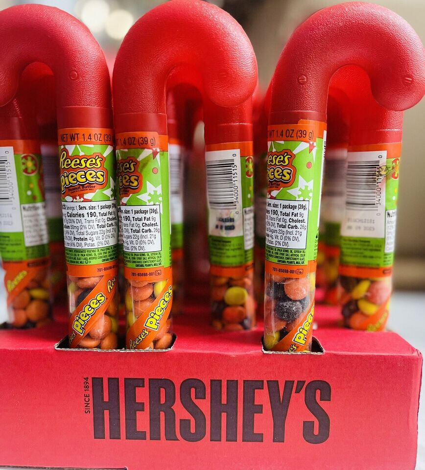 Reese’s Pieces (10-PACK) Peanut Butter Crunchy Shell Filled Candy Canes – 14 oz