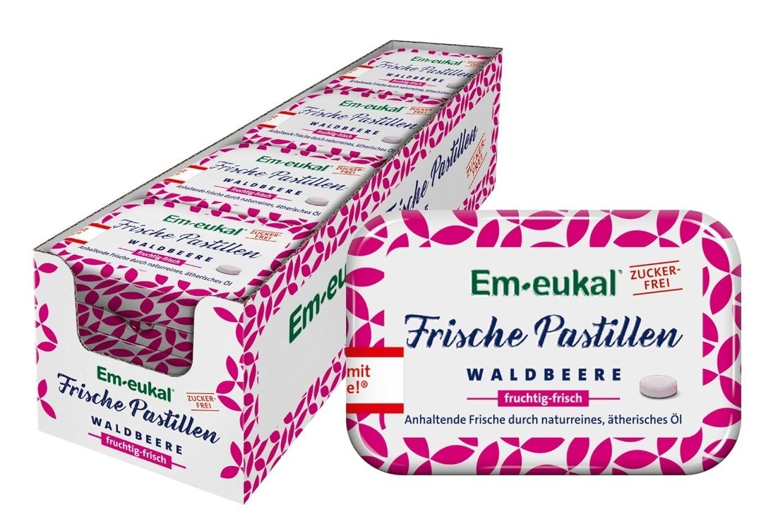 12x Em-eukal Wild Berry Fruity Pastilles Sugarfree 20g- Ships from Germany!