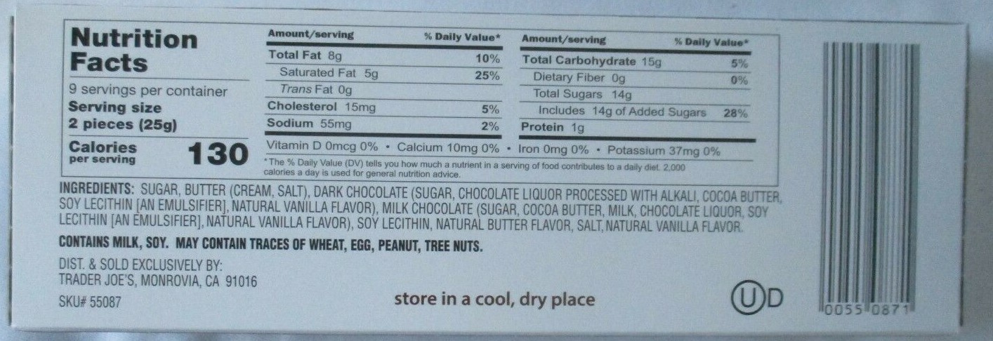 6 BOXES TRADER JOE’S CHOCOLATE TOFFEE CHIPS 8-OZ BOX