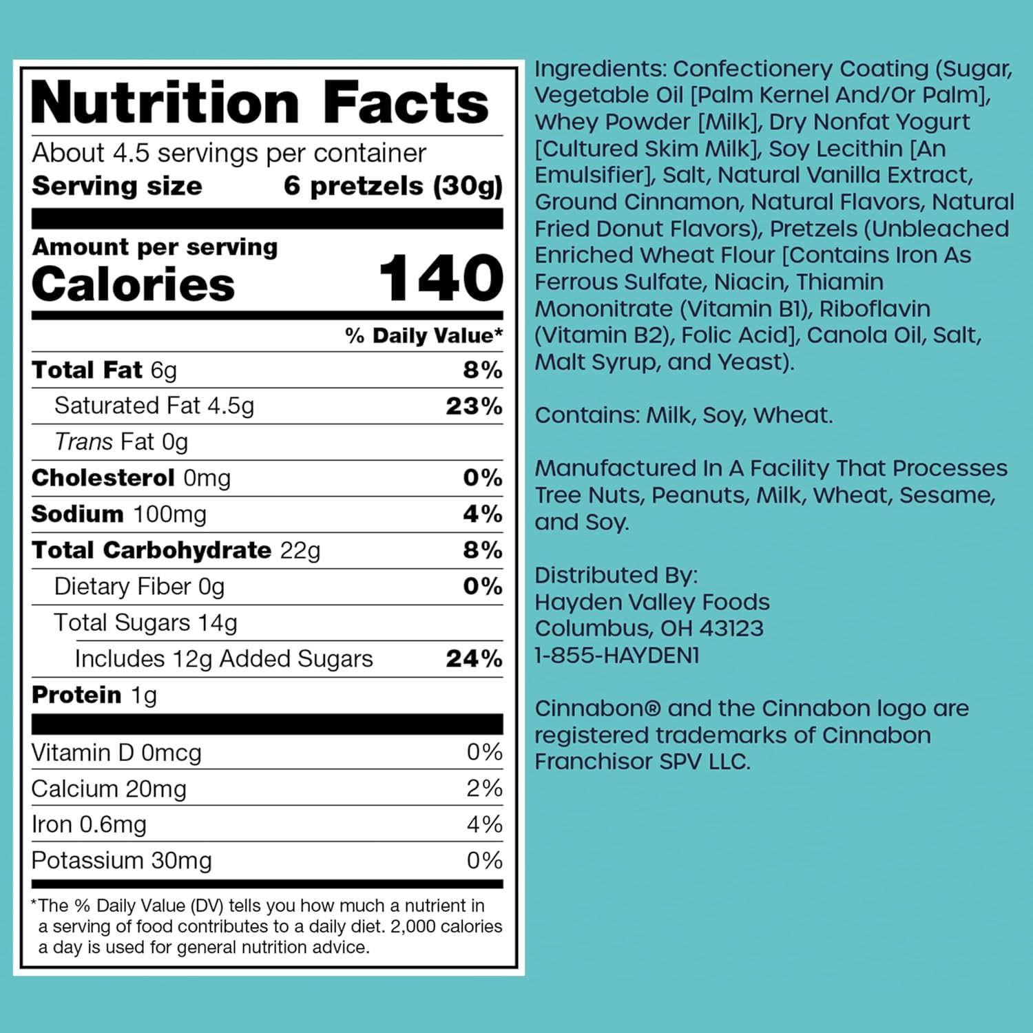 Cinnabon Bun Covered Pretzels | 5 Oz Bags (Pack of 3) | No Artificial Flavors, P