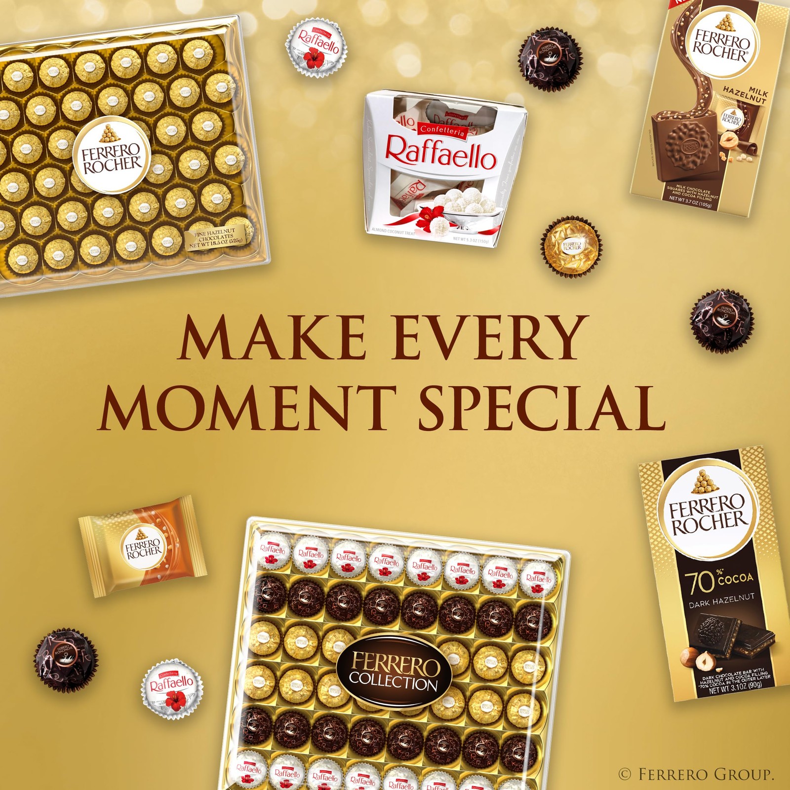 Ferrero Collection Gourmet Gift Box 48 Assorted Confections with Hazelnut