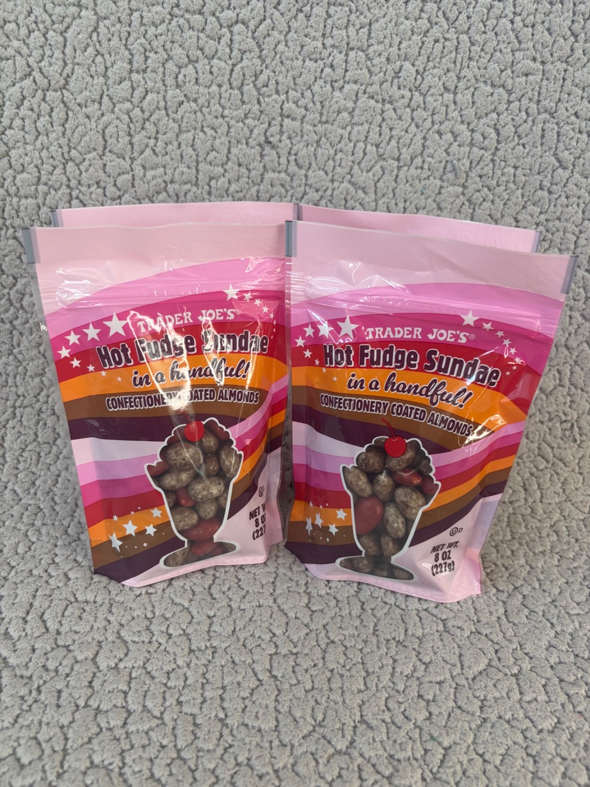 Trader Joe’s Hot Fudge Sundae Ice Cream Coated Almonds 8 oz (4 Pack) NEW ITEM