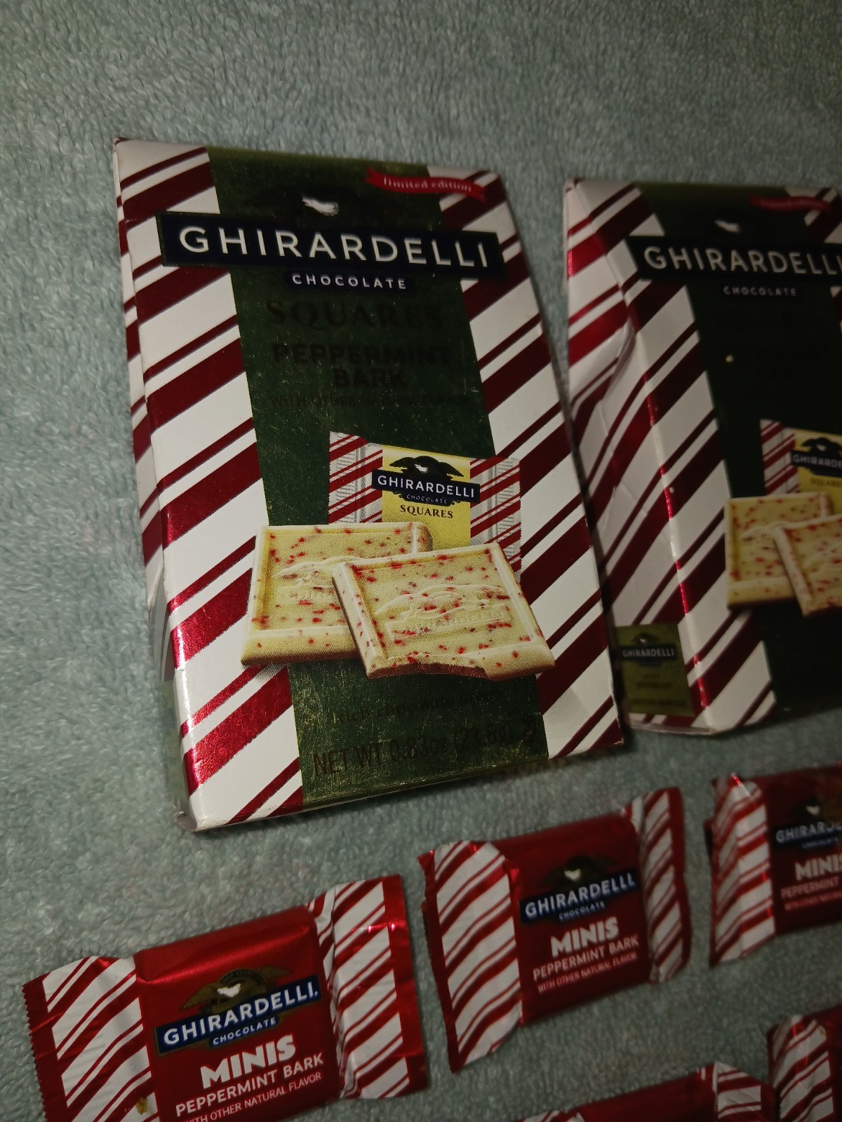 2x Limited Edition Ghirardelli Chocolate Peppermint Bark & 9 Mini Bars. Sealed.