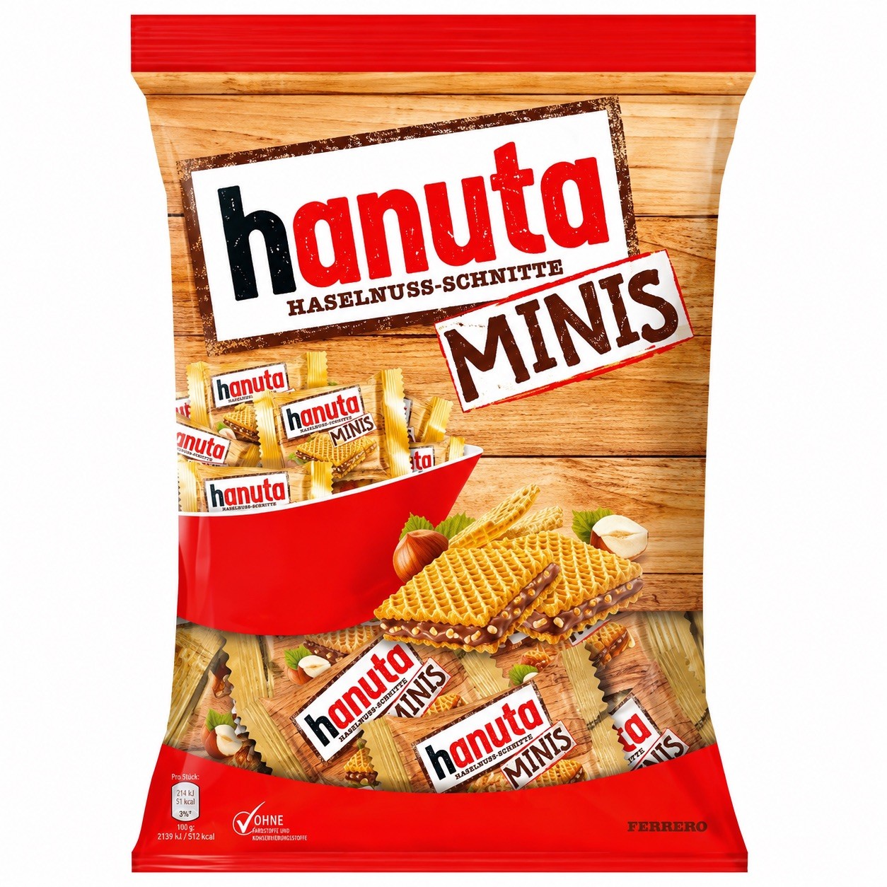 Ferrero Hanuta Minis 200g Bag German Hazelnut Wafer Chocolate Candy Snack