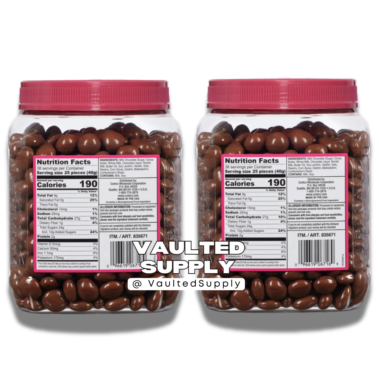 Kirkland Signature Milk Chocolate Raisins 2 Pack 3.4 lb Each Bulk Candy