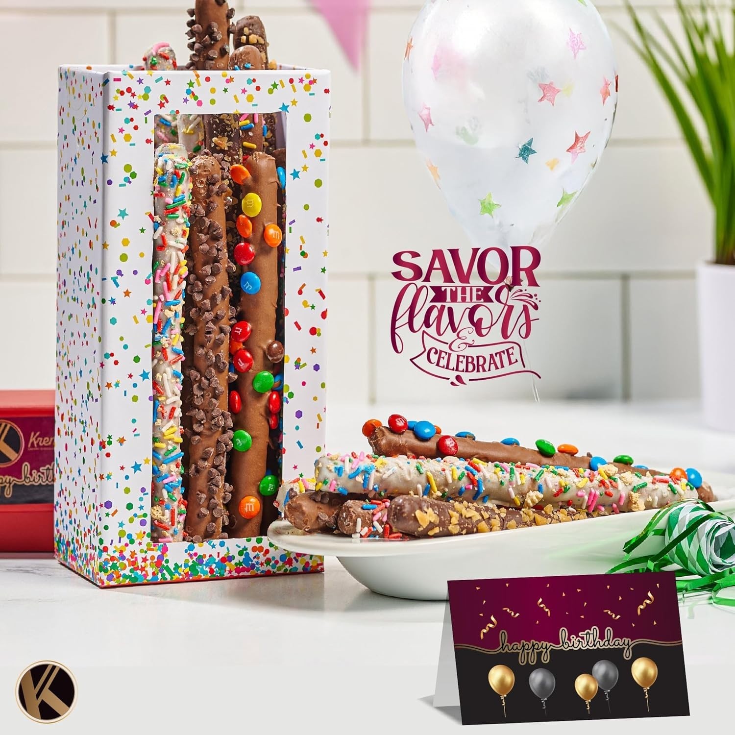 Vibrant 10 Count Chocolate Covered Pretzel Rods Gift Basket – Perfect Birthda…